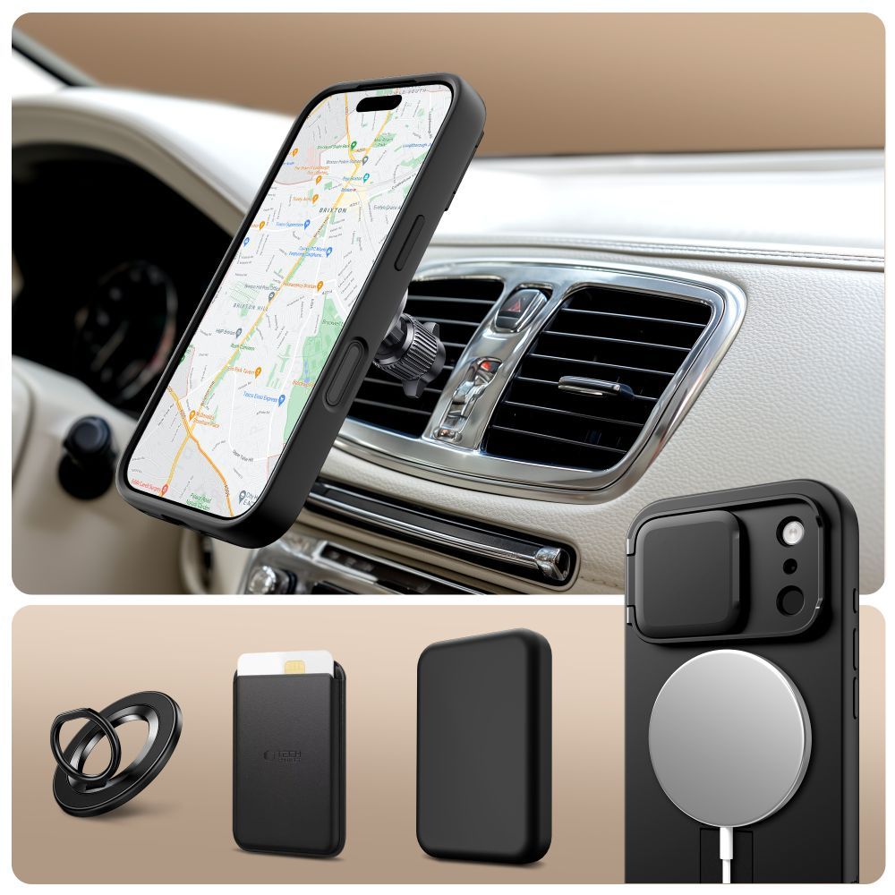 MagSafe hoesje voor Apple iPhone 17 Pro Max, Tech-Protect, Kevlar Aura, Zwart