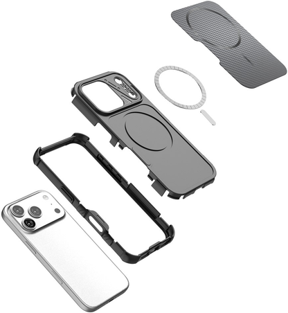 MagSafe-hoesje voor Apple iPhone 18 Pro / 17 Pro, OEM, Carbon en Hoekbescherming, Zwart