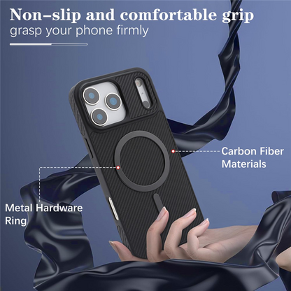 MagSafe-hoes voor Apple iPhone 17 Pro Max, OEM, Carbon Metal Ring, Zwart