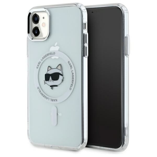 MagSafe hoes voor Apple iPhone 11, Karl Lagerfeld, IML Metal Choupette's Head, Wit