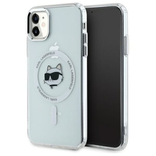 MagSafe hoes voor Apple iPhone 11, Karl Lagerfeld, IML Metal Choupette's Head, Wit