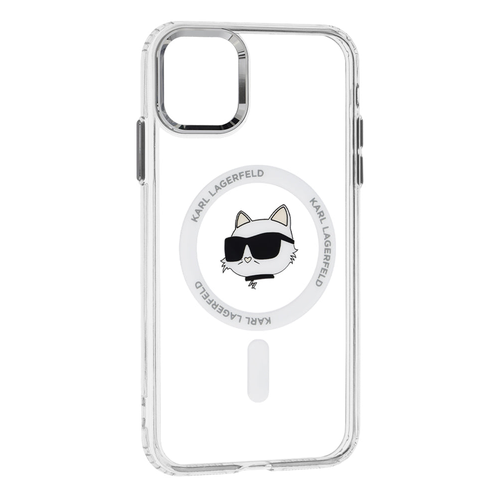 MagSafe hoes voor Apple iPhone 11, Karl Lagerfeld, IML Metal Choupette's Head, Wit
