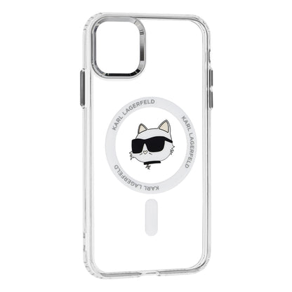 MagSafe hoes voor Apple iPhone 11, Karl Lagerfeld, IML Metal Choupette's Head, Wit