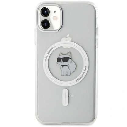 MagSafe hoes voor Apple iPhone 11, Karl Lagerfeld, IML Metal Choupette's Head, Wit