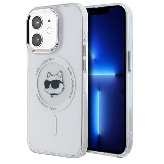 MagSafe hoesje voor Apple iPhone 12 / 12 Pro, Karl Lagerfeld, IML Metal Choupette's Head, Wit
