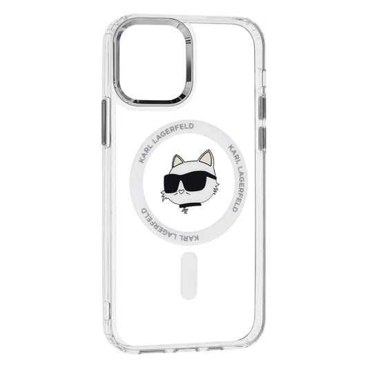 MagSafe hoesje voor Apple iPhone 12 / 12 Pro, Karl Lagerfeld, IML Metal Choupette's Head, Wit