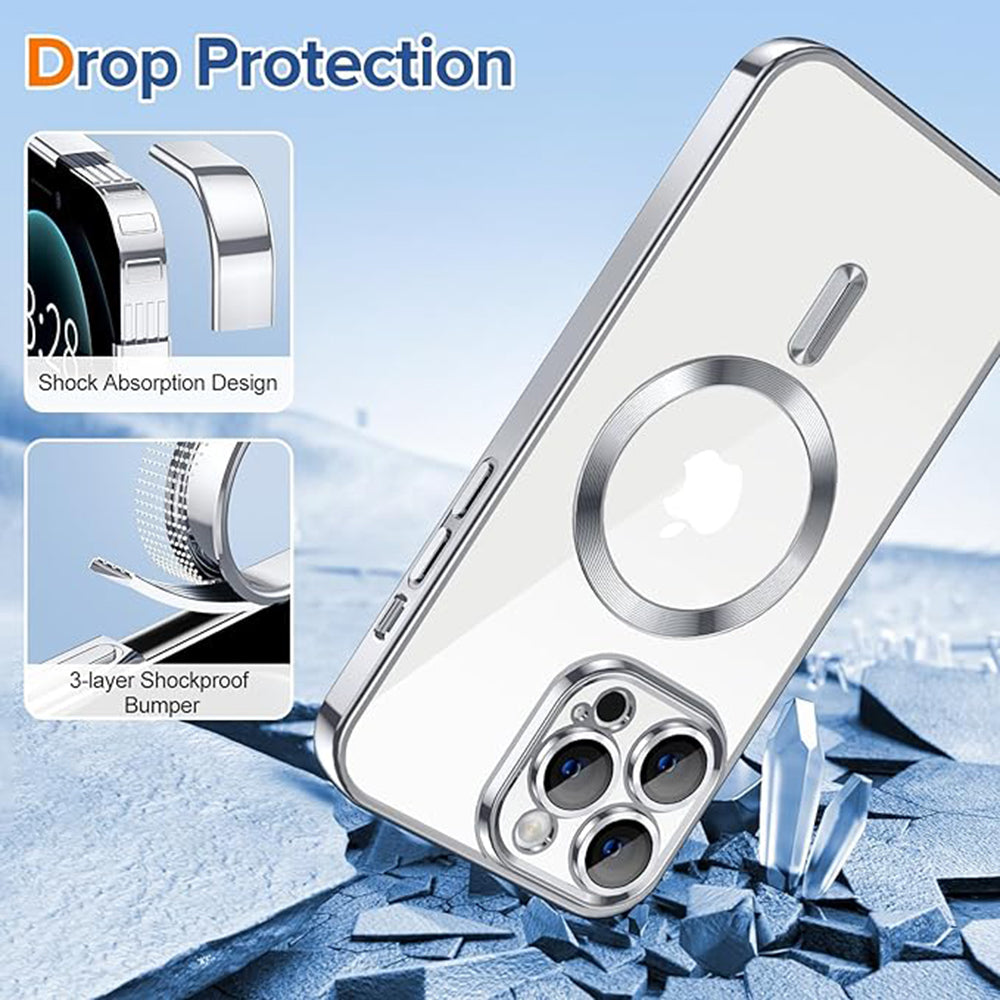 MagSafe-hoes voor Apple iPhone 12 Pro Max, Techsuit, Luxury Crystal, Zilver
