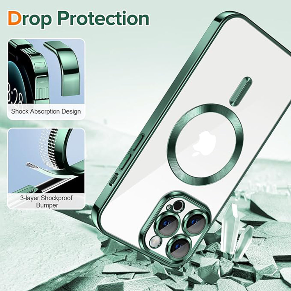 MagSafe-hoes voor Apple iPhone 12 Pro Max, Techsuit, Luxury Crystal, Donkergroen