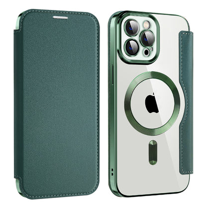 MagSafe Case for Apple iPhone 12 Pro Max, Techsuit, SmartMag Book, Green
