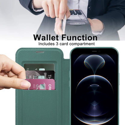 MagSafe Case for Apple iPhone 12 Pro Max, Techsuit, SmartMag Book, Green