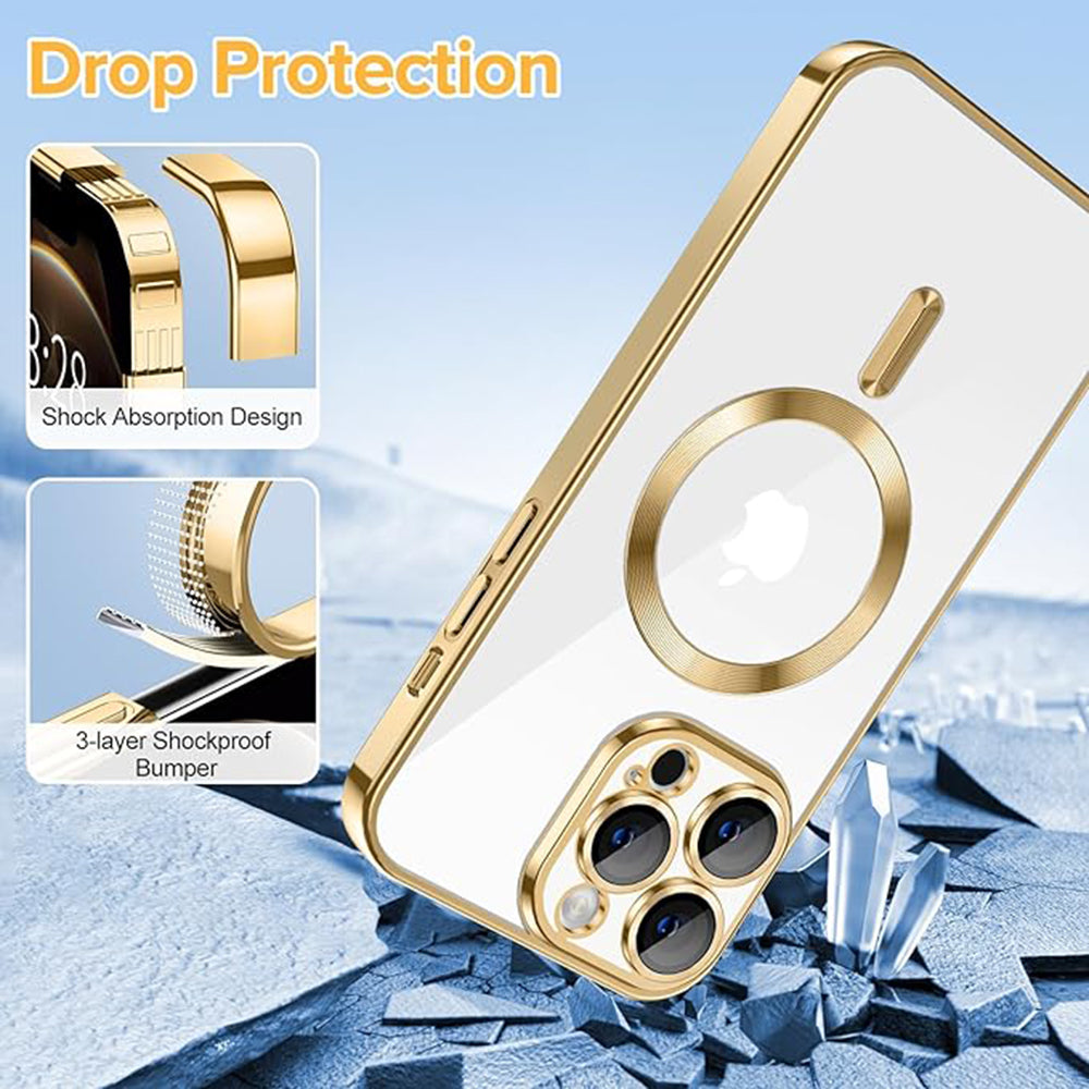 MagSafe-hoes voor Apple iPhone 12 Pro, Techsuit, Luxury Crystal, Goud