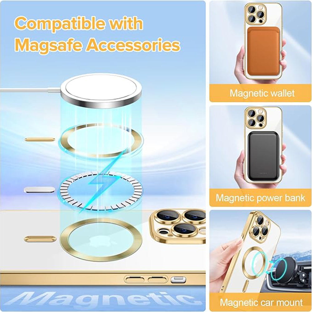 MagSafe-hoes voor Apple iPhone 12 Pro, Techsuit, Luxury Crystal, Goud