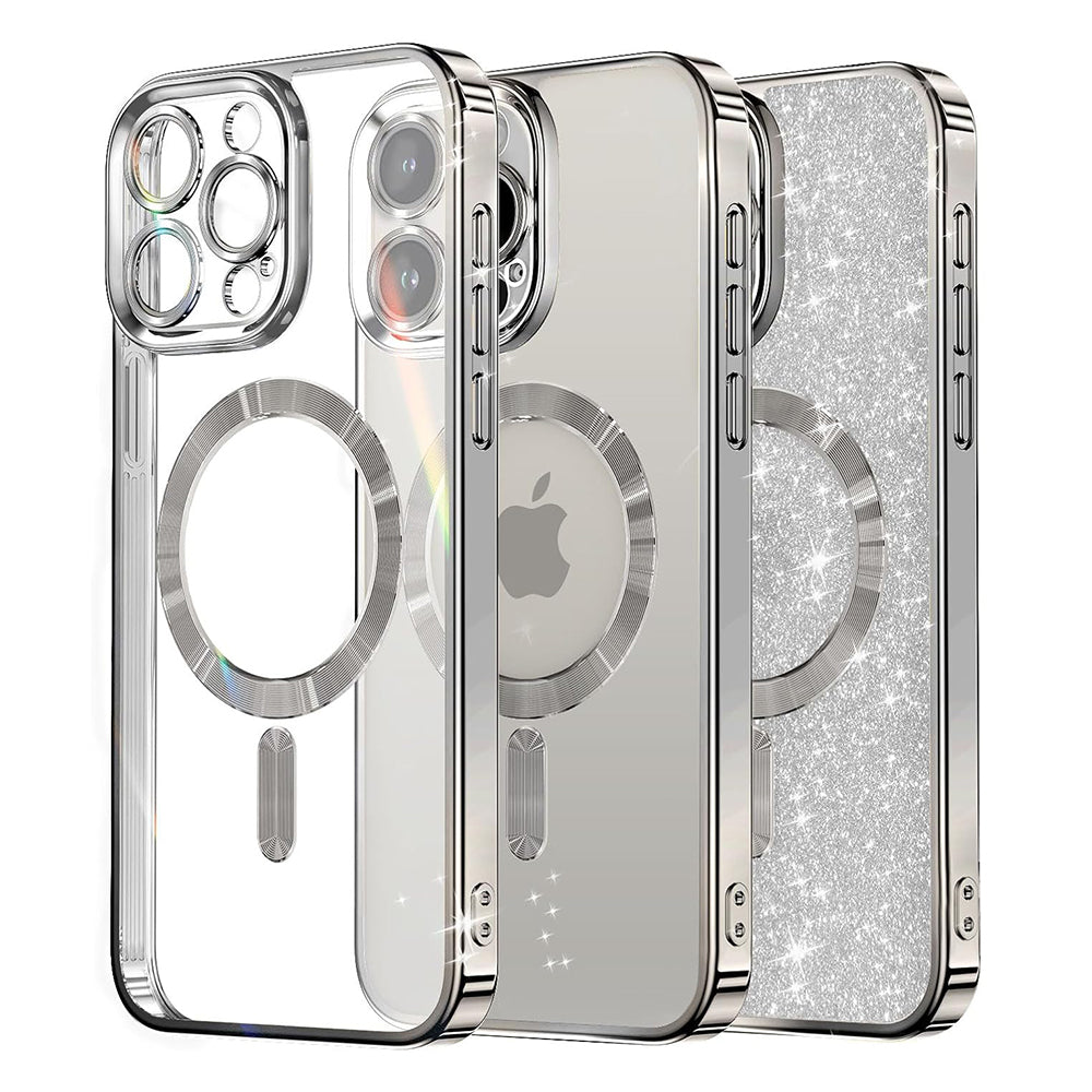 MagSafe-hoesje voor Apple iPhone 12 Pro, Techsuit, Luxury Glitter, Zilver