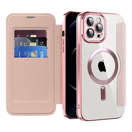 MagSafe-hoes voor Apple iPhone 12 Pro, Techsuit, SmartMag Book, Roze