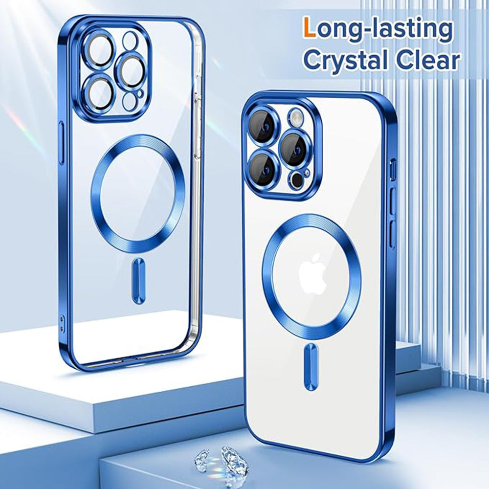 MagSafe-hoes voor Apple iPhone 13 Pro Max, Techsuit, Luxury Crystal, Donkerblauw