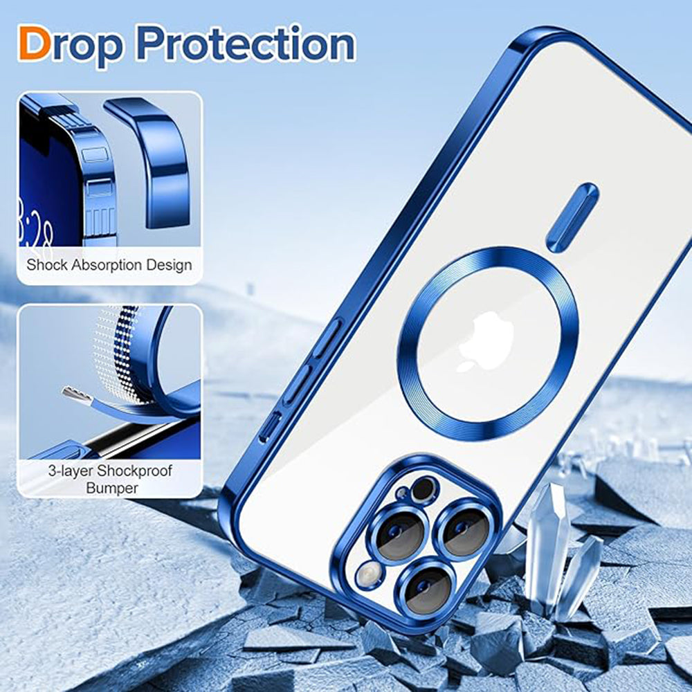 MagSafe-hoes voor Apple iPhone 13 Pro Max, Techsuit, Luxury Crystal, Donkerblauw