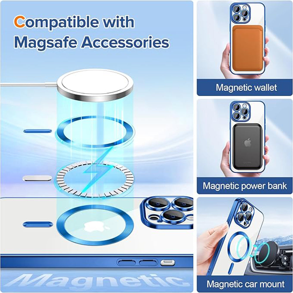 MagSafe-hoes voor Apple iPhone 13 Pro Max, Techsuit, Luxury Crystal, Donkerblauw