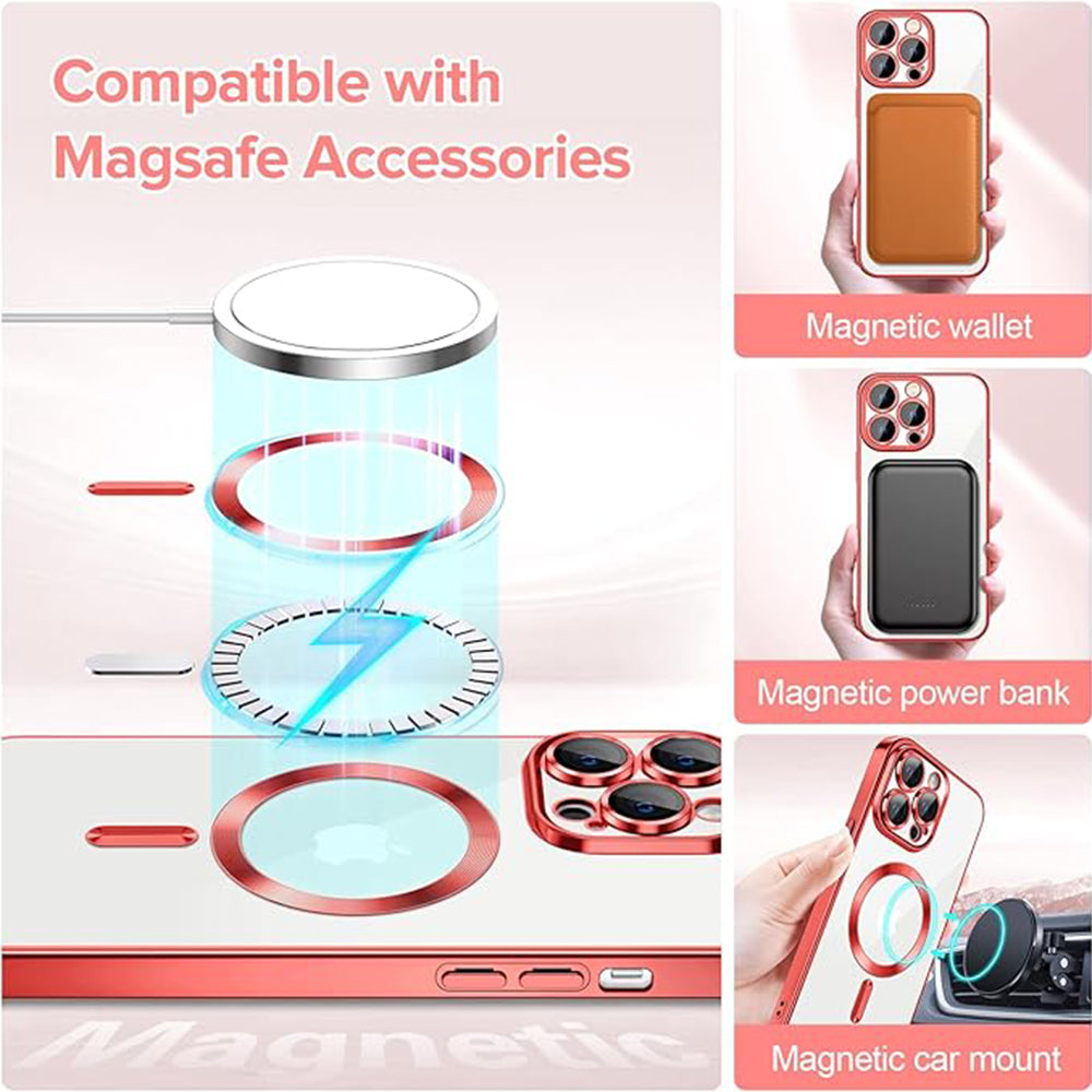 MagSafe-hoes voor Apple iPhone 13 Pro Max, Techsuit, Luxury Crystal, Rood