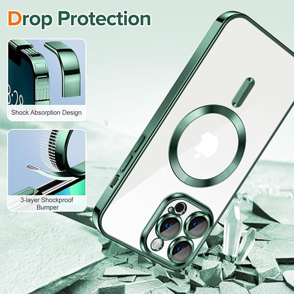 MagSafe-hoes voor Apple iPhone 13 Pro Max, Techsuit, Luxury Crystal, Donkergroen