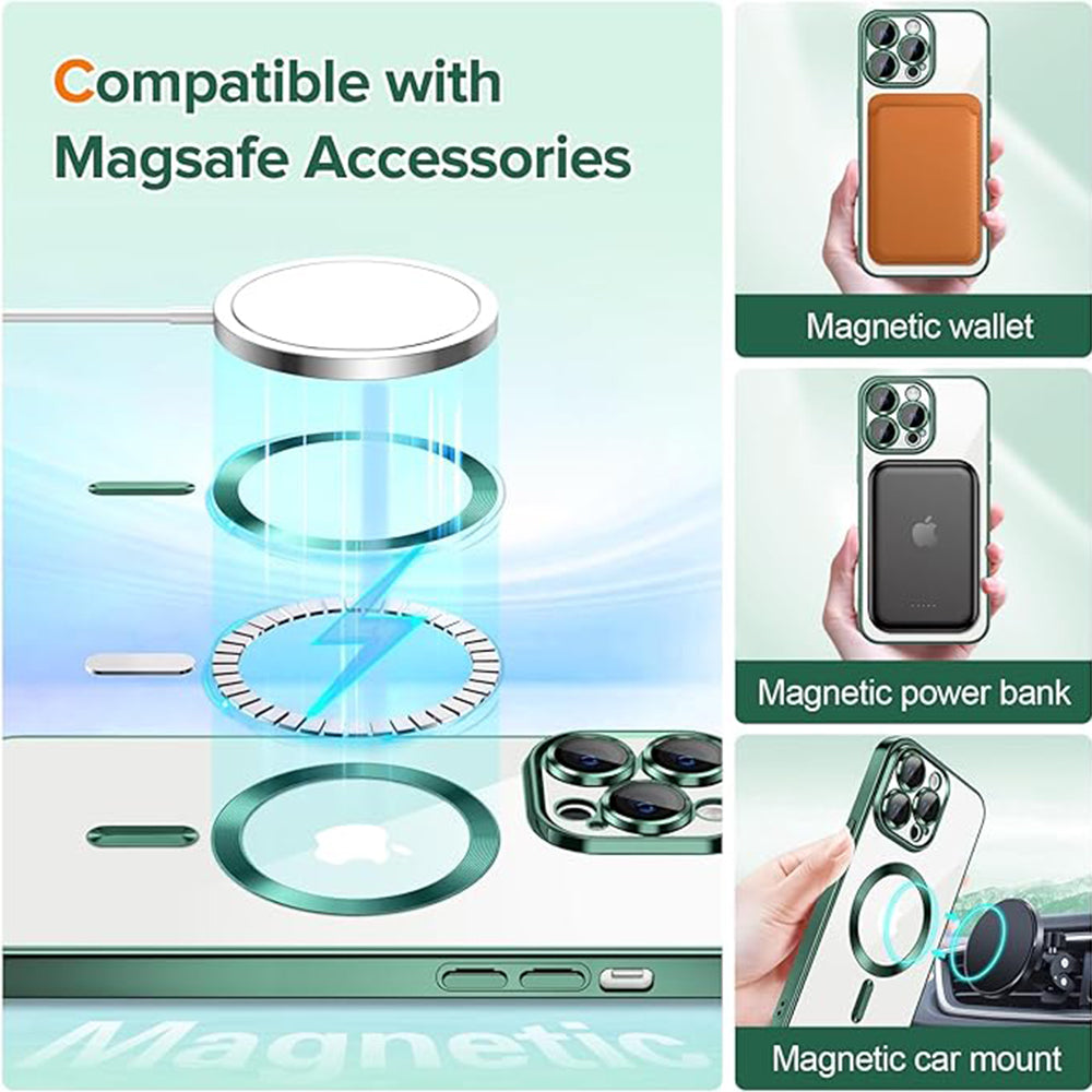 MagSafe-hoes voor Apple iPhone 13 Pro Max, Techsuit, Luxury Crystal, Donkergroen