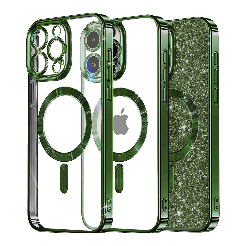 MagSafe-hoes voor Apple iPhone 13 Pro Max, Techsuit, Luxury Glitter, Donkergroen