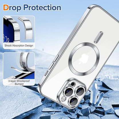 MagSafe-hoes voor Apple iPhone 13 Pro, Techsuit, Luxury Crystal, Zilver