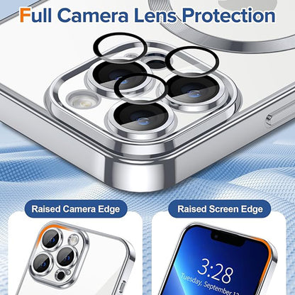 MagSafe-hoes voor Apple iPhone 13 Pro, Techsuit, Luxury Crystal, Zilver