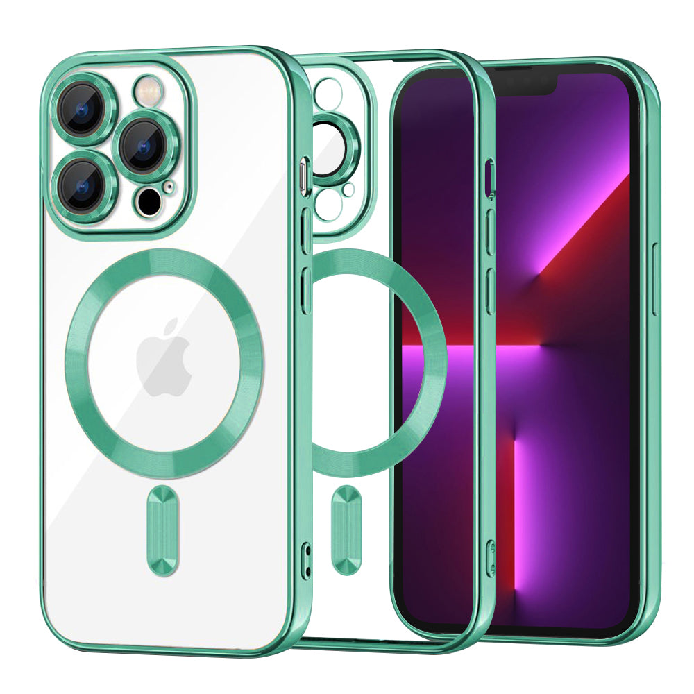 MagSafe-hoes voor Apple iPhone 13 Pro, Techsuit, Luxury Crystal, Lichtgroen