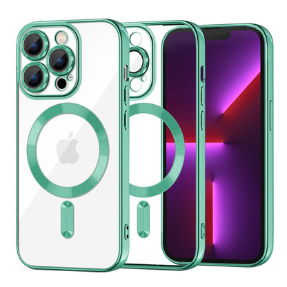 MagSafe-hoes voor Apple iPhone 13 Pro, Techsuit, Luxury Crystal, Lichtgroen