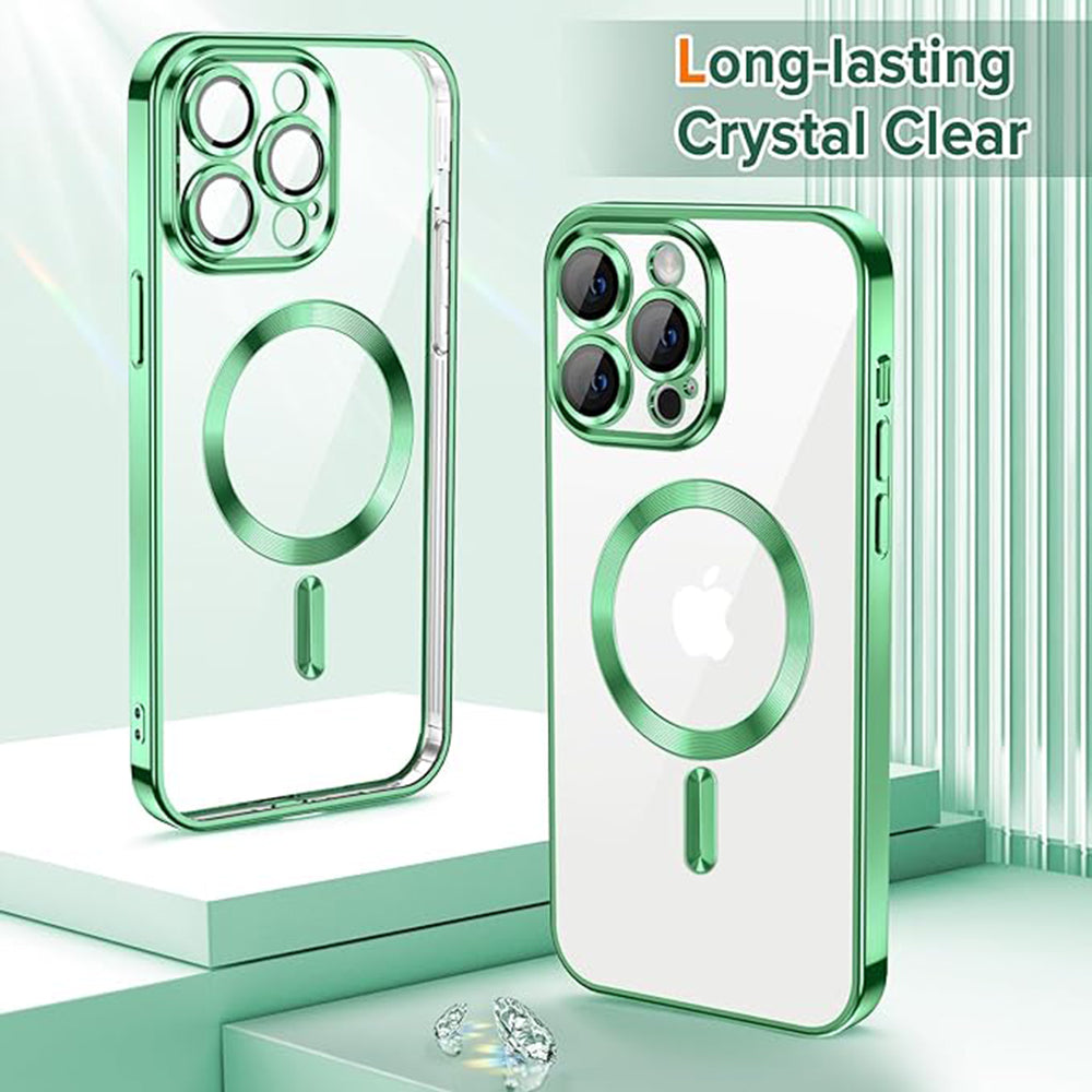 MagSafe-hoes voor Apple iPhone 13 Pro, Techsuit, Luxury Crystal, Lichtgroen