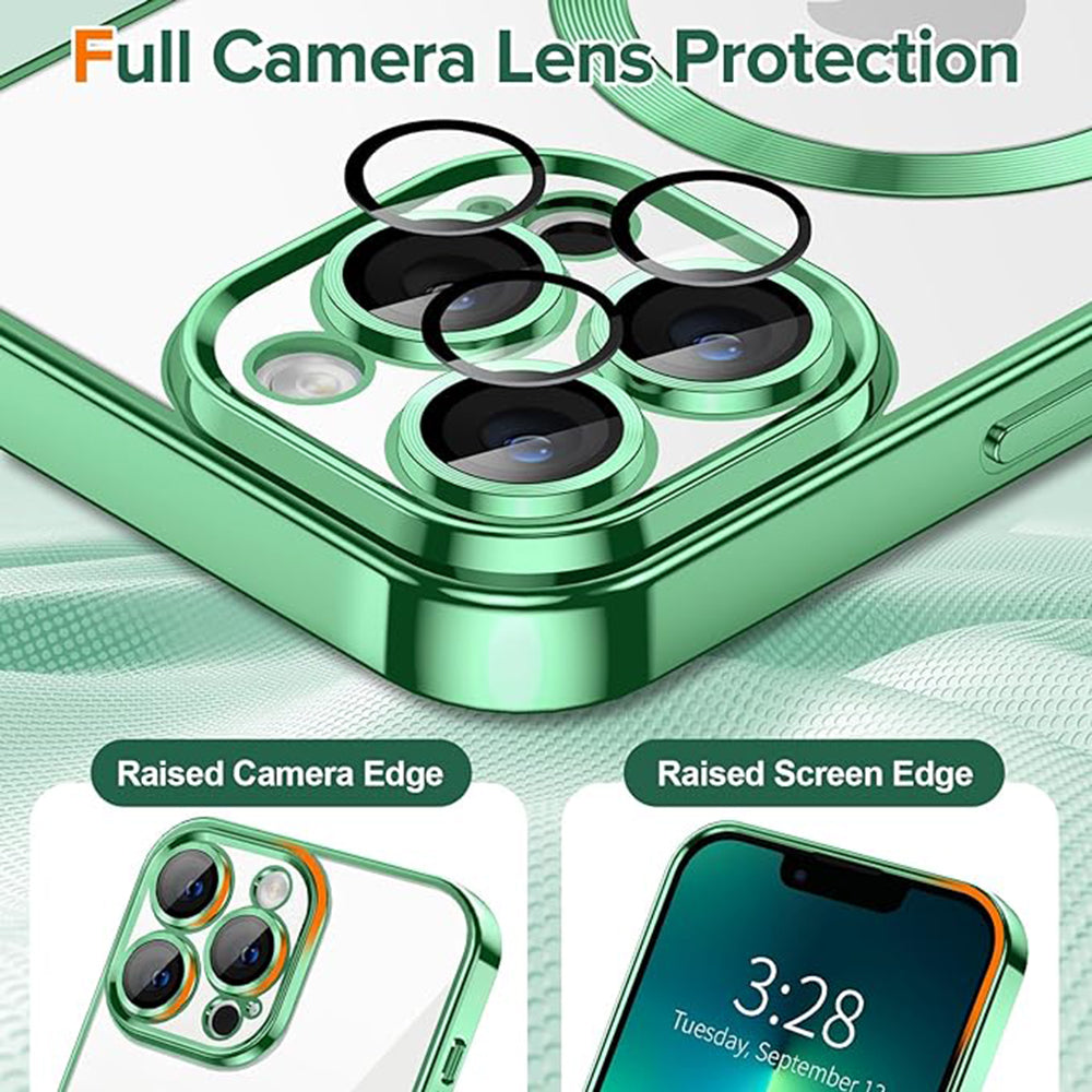 MagSafe-hoes voor Apple iPhone 13 Pro, Techsuit, Luxury Crystal, Lichtgroen