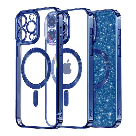 MagSafe-hoesje voor Apple iPhone 13 Pro, Techsuit, Luxury Glitter, Donkerblauw