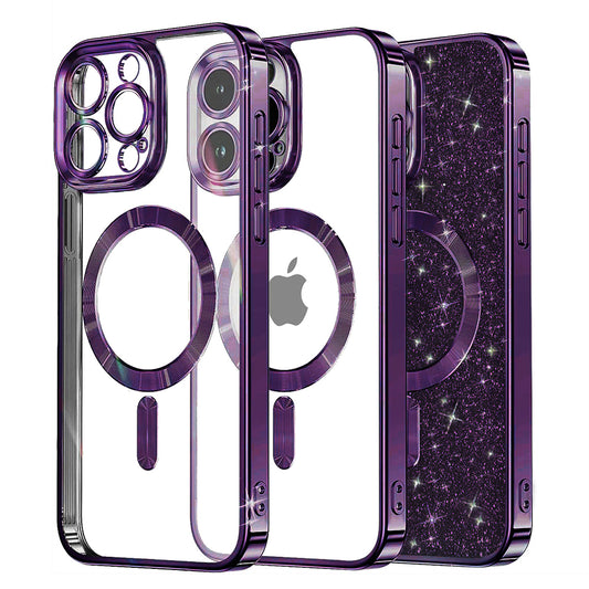 MagSafe-hoesje voor Apple iPhone 13 Pro, Techsuit, Luxury Glitter, Donkerpaars
