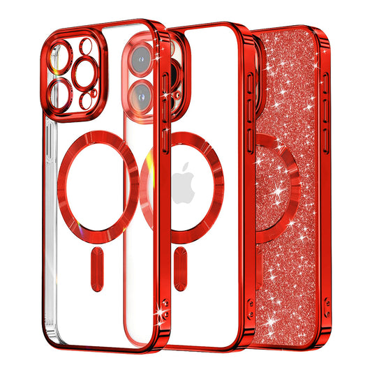 MagSafe-hoesje voor Apple iPhone 13 Pro, Techsuit, Luxury Glitter, Rood