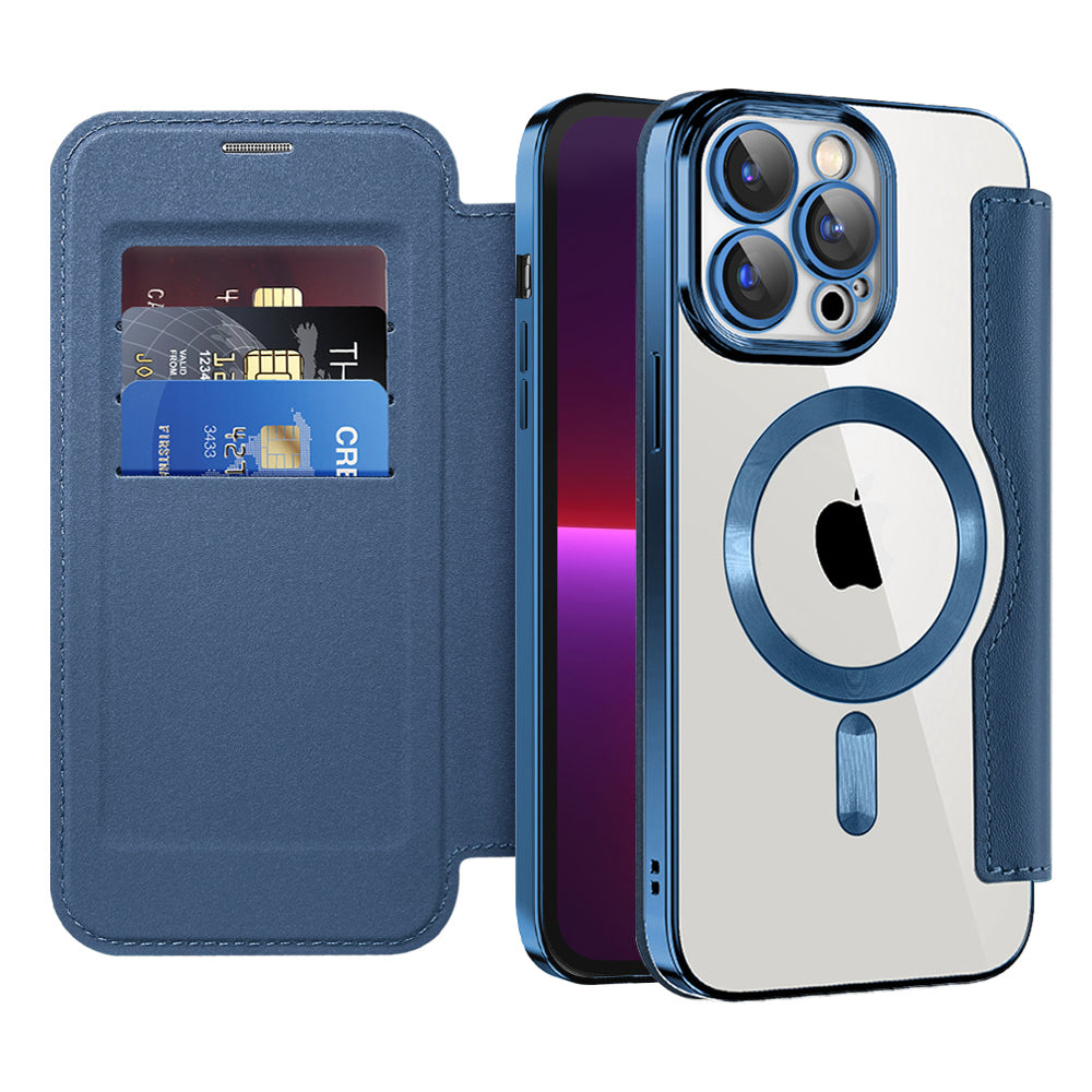 MagSafe-hoesje voor Apple iPhone 13 Pro, Techsuit, SmartMag Book, blauw