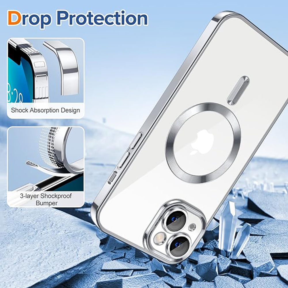 MagSafe-hoes voor Apple iPhone 13, Techsuit, Luxury Crystal, Zilver