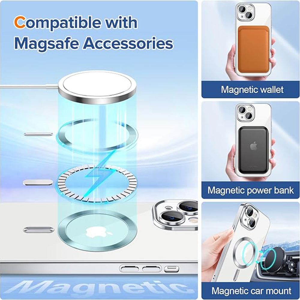 MagSafe-hoes voor Apple iPhone 13, Techsuit, Luxury Crystal, Zilver
