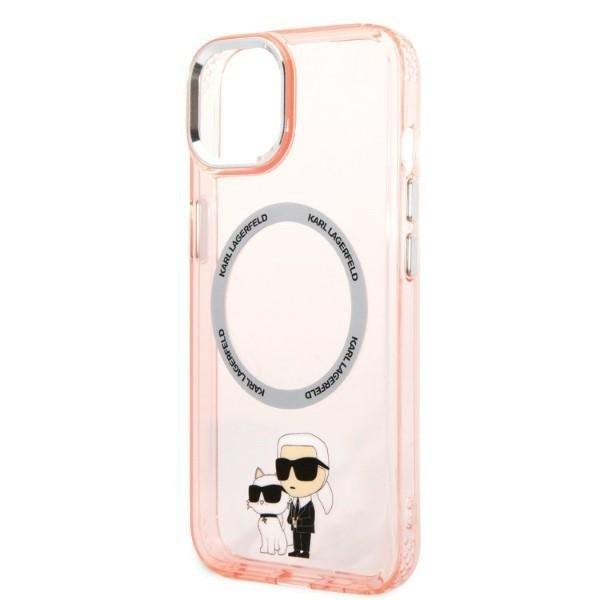 MagSafe hoesje voor Apple iPhone 14, Karl Lagerfeld, Ikonik Karl & Choupette, Roze