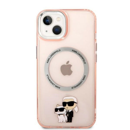 MagSafe hoesje voor Apple iPhone 14, Karl Lagerfeld, Ikonik Karl & Choupette, Roze