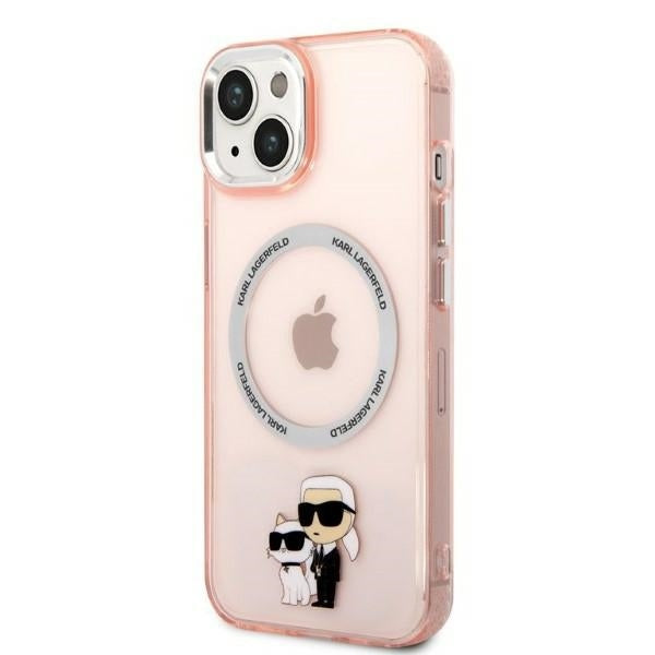 MagSafe hoesje voor Apple iPhone 14, Karl Lagerfeld, Ikonik Karl & Choupette, Roze