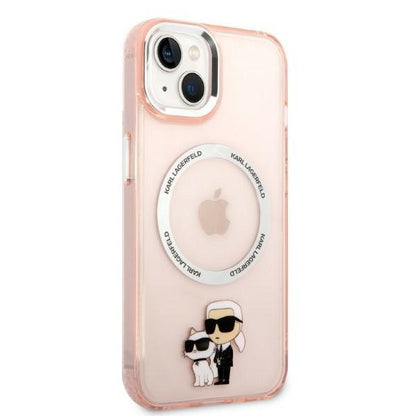 MagSafe hoesje voor Apple iPhone 14, Karl Lagerfeld, Ikonik Karl & Choupette, Roze