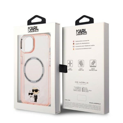 MagSafe hoesje voor Apple iPhone 14, Karl Lagerfeld, Ikonik Karl & Choupette, Roze