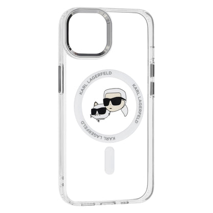 MagSafe Case for Apple iPhone 14, Karl Lagerfeld, IML Metal Karl & Choupette's Heads, White