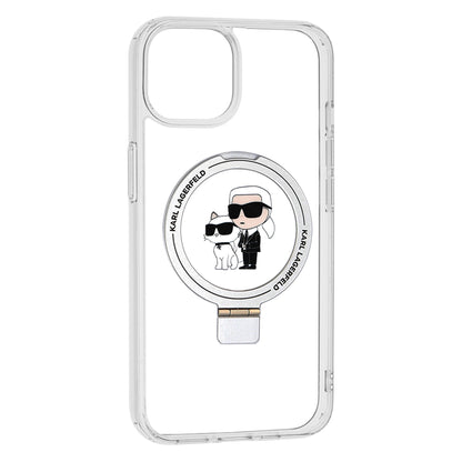 MagSafe hoes voor Apple iPhone 14, Karl Lagerfeld, Ring Stand Karl & Choupette, Wit