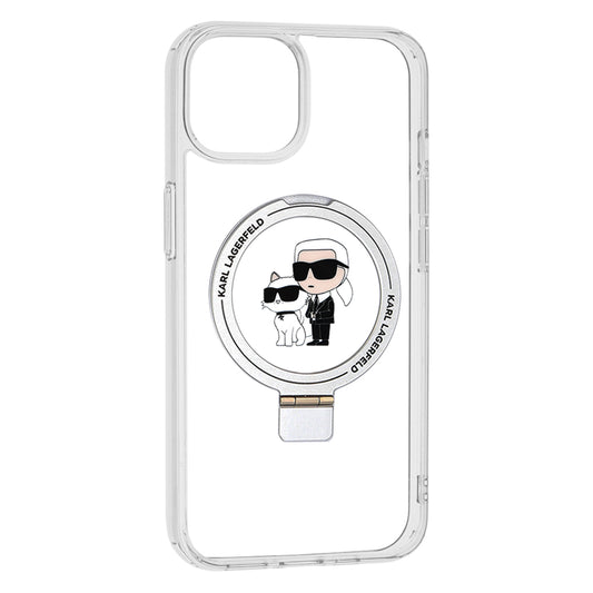 MagSafe hoes voor Apple iPhone 14, Karl Lagerfeld, Ring Stand Karl & Choupette, Wit