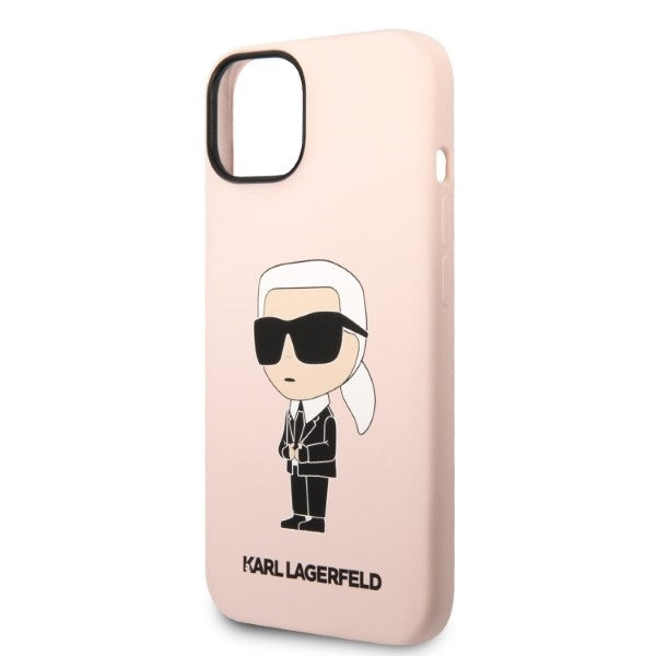 MagSafe hoesje voor Apple iPhone 14, Karl Lagerfeld, Silicone Ikonik Karl, Roze