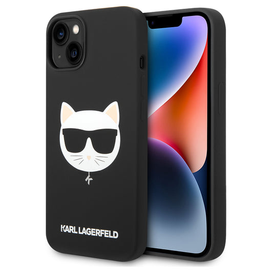 MagSafe hoesje voor Apple iPhone 14 Plus, Karl Lagerfeld, Silicone Choupette's Head, Zwart