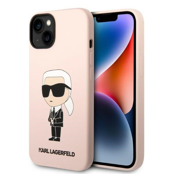 MagSafe hoesje voor Apple iPhone 14 Plus, Karl Lagerfeld, Silicone Ikonik Karl, Roze
