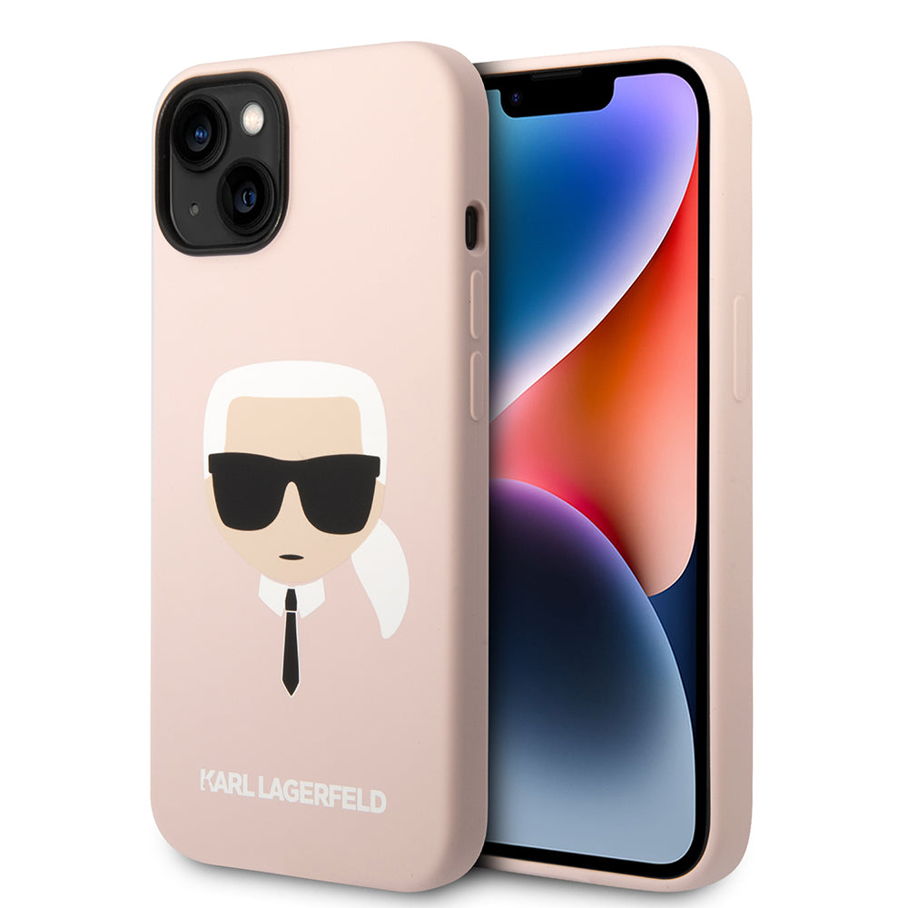 MagSafe hoesje voor Apple iPhone 14 Plus, Karl Lagerfeld, Silicone Karl's Head, Roze