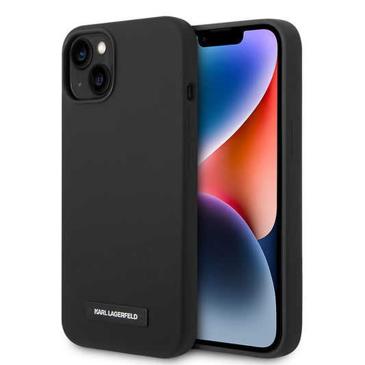 MagSafe hoes voor Apple iPhone 14 Plus, Karl Lagerfeld, Silicone Plaque, Zwart